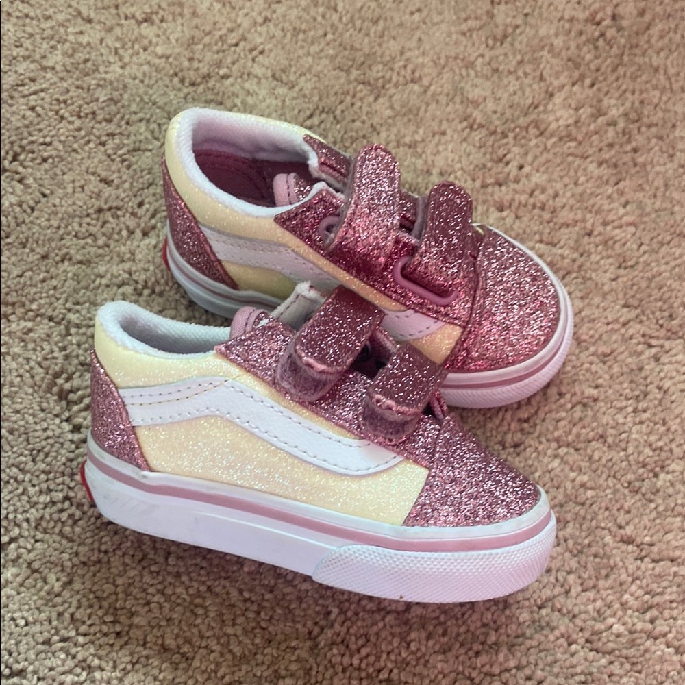 Vans Sparkly Pink and Cream Kids Shoes